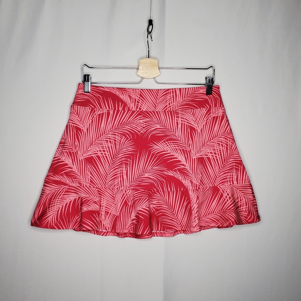 Tommy Bahama Active Skort Women Large Pink Tropical Palm Leaf Pickleball Tennis